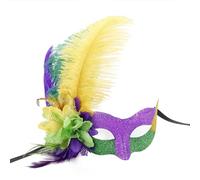 ZYKEJJDDAK Gras Demi-visage à plumes pour Halloween, bal masqué, soirée vénitienne