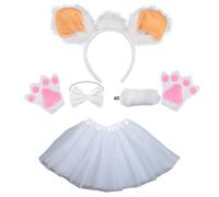 ZYKEJJDDAK Joli ensemble de déguisement en poils de mouton, gants doux, bandeau, queue en peluche, nœud papillon, jupe en maille