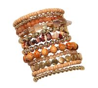 ZYKEJJDDAK Lot de 12/18 bracelets empilables avec perles élastiques pour femme avec reflets marron et doré, One Size, Comme décrit