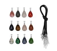 ZYKEJJDDAK Lot de 12 pendentifs en pierre naturelle agate quartz rose améthystes ciré collier pendentif longueur bijoux, 2.6x1.3cm, Cristal artificiel, Pas de gemme