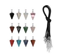ZYKEJJDDAK Lot de 12 pendentifs en pierre naturelle agate quartz rose améthystes ciré collier pendentif longueur bijoux, 3x1.5cm, Cristal artificiel, Pas de gemme