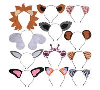 ZYKEJJDDAK Lot de 12 serre-têtes d'animaux de la jungle avec oreilles d'animaux - Pour adultes et enfants - Pour fêtes sur le thème des animaux - Accessoires pour cheveux - Accessoires photo