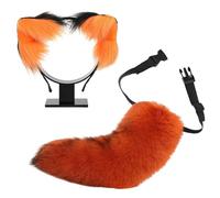 ZYKEJJDDAK Lot de 2 bandeaux en fausse fourrure de loup, chats, queue de renard et oreilles de chat, accessoires de déguisement pour fête d'Halloween