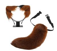 ZYKEJJDDAK Lot de 2 bandeaux en fausse fourrure de loup, chats, queue de renard et oreilles de chat, accessoires de déguisement pour fête d'Halloween
