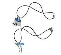 ZYKEJJDDAK Lot de 2 colliers avec pendentif en forme de dents de crâne/champignon pour Halloween, 3.9x3.12in, Acrylique, Pas de gemme