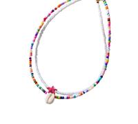 ZYKEJJDDAK Lot de 2 colliers de perles en forme d'étoile de mer faits à la main - Idéal pour les amoureux de la nature et les festivals de musique, 10cm x 6cm x 1cm, Mi Zhu, Pas de gemme