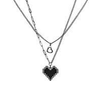 ZYKEJJDDAK Lot de 2 colliers en alliage noir pour femme, motif hip-hop, chaîne à double couche épaisse