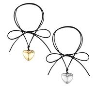 ZYKEJJDDAK Lot de 2 colliers ras du cou en forme de cœur avec cordon ciré réglable pour femme