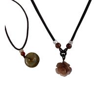 ZYKEJJDDAK Lot de 2 élégants colliers tissés avec pendentif en forme de rose et boucle de paix pour femme à la recherche d'uniques