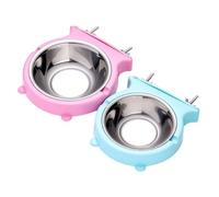 ZYKEJJDDAK Lot de 2 gamelles amovibles en acier inoxydable pour cage et poulailler pour petits animaux