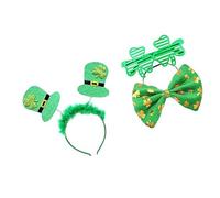 ZYKEJJDDAK Lot de 3 accessoires de costume de fête patricks avec bretelles, chapeau de leprechaun, décorations de fête