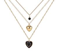 ZYKEJJDDAK Lot de 3 colliers avec pendentif en forme de cœur - Empilables - Pour fête