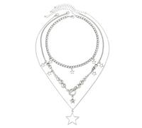 ZYKEJJDDAK Lot de 3 colliers hip-hop à franges en forme d'étoile et boucle multirangs