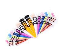 ZYKEJJDDAK Lot de 50 écarteurs d'oreille professionnels en acrylique de différentes tailles, couleurs tendance, accessoires pour piercing d'oreille, cônes d'étirement d'oreille en acrylique, taille
