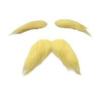 ZYKEJJDDAK Lot de fausses moustaches et sourcils adhésifs pour cosplay, Halloween, fête réaliste, Moustache au curcuma, taille unique