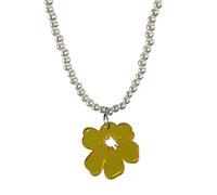ZYKEJJDDAK Magnifique collier ras du cou avec pendentif en forme de fleur délicat et élégant avec perles florales, 3*2.9cm, Acrylique, Pas de gemme