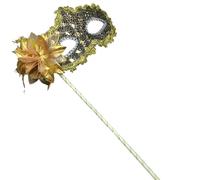 ZYKEJJDDAK Mascarade de fleurs à plumes avec bâton pour femme, bal masqué, bal masqué, Halloween, cosplay