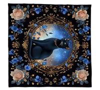 ZYKEJJDDAK Nappe de tarots, chats, fleurs, astrologie, autel, tissu de divinations, table, tapisserie, sorcellerie, carte de divination, décoration murale