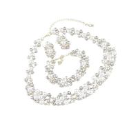 ZYKEJJDDAK Parure de bijoux moderne avec collier, bracelet, boucles d'oreilles, perles d'imitation, convient aux femmes élégantes, 43cm 18cm 1.8x3cm, perles d'imitation, Pas de gemme