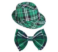 ZYKEJJDDAK Patricks Day Chapeau nœud papillon Barbe Serre-tête Collier Lunettes Jupe Gants Manches Longues Patricks Costume Patricks