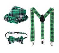 ZYKEJJDDAK Patricks Day Chapeau nœud papillon Barbe Serre-tête Collier Lunettes Jupe Gants Manches Longues Patricks Costume Patricks