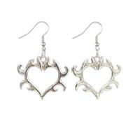 ZYKEJJDDAK Pendentif en forme de cœur en forme de flamme, accessoire élégant en acier inoxydable, collier, boucles d'oreilles, porte-clés, ornement unique pour femme, 4.29x2.73in, Acier inoxydable