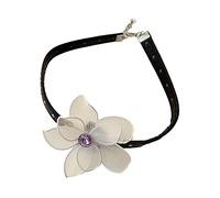 ZYKEJJDDAK Pendentif en forme de fleur simple et européen - Chaîne de clavicule réglable en cuir PU - Froid, 30cm, Polyuréthane, Pas de gemme