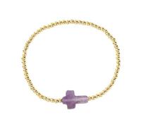 ZYKEJJDDAK Perle dorée élégante et cordon élastique avec motifs de croix pour ceux qui chérissent la foi et accessoires modernes bijoux religieux à la mode, taille unique, Comme décrit