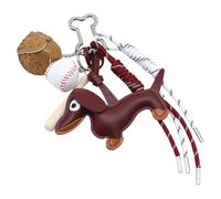 ZYKEJJDDAK Porte-clés en forme de chien saucisse, porte-clés en corde tressée avec pendentif en forme de balle de baseball, chaîne de voiture, porte-clés en polyuréthane pour sac à breloques, H