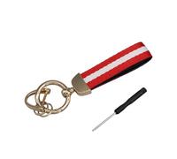 ZYKEJJDDAK Porte-clés polyvalent à rayures double couche avec anneaux en alliage pour le rangement automobile et résidentiel en nylon, Rouge, blanc, rouge, Gold-color