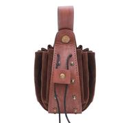 ZYKEJJDDAK Sac banane médiéval porte-monnaie médiéval en cuir sac latéral en cuir avec rivets de taille, marron, Size Approximately. 4x16cm/1.57x6.2in