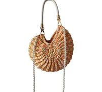 ZYKEJJDDAK Sac fourre-tout de plage tendance avec fausses perles et accents de coquillage de conque, sac à bandoulière en polyester ton bonbon pour femme, sac de voyage, fête, plage avec chaîne, C