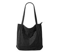 ZYKEJJDDAK Sac fourre-tout élégant en velours côtelé pour femme, surdimensionné, vintage, doublure coréenne, parfait pour le travail/les voyages, sac d'étudiant élégant, Noir , One Size