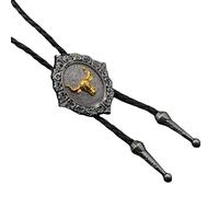 ZYKEJJDDAK Unique Western Rodeos Bolotie Cravate avec pendentif badge en métal réglable en cuir pour la mode, 100cm, Métal