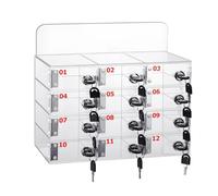 ZyKnaurral Casier Transparent pour TéLéPhone Portable, Coffre-Fort Mural pour TéLéPhone Portable à 6/12/20/30/50 Emplacements avec Clé pour Bureau, éCole, Usine,12Slots