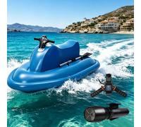 ZyKnaurral Jet Ski Gonflable Motorisé, pour 1 à 2 Personnes, à Propulsion à Jet d'eau avec Marche Arrière, Vitesse De 3 à 9 Km/H, Autonomie De 40 à 130 Minutes, pour La Plongée en Mer 700Wpro16A