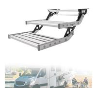 ZyKnaurral Marchepied pour Camping Car, Escabeau Pliable électriques/Manuel en Alliage D'aluminium, Pédale Télescopique Antidérapante pour Camping Car Caravane Caravane DoubleLayer-ManualWithoutLight