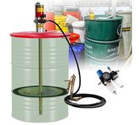 ZyKnaurral Pompe à Graisse pneumatique pour Grands fûts, Pistolet à Graisse avec Tuyau d'huile de 4,88 m et Bouchon pour fût, Rapport de Pression 50:1, pour ateliers et Chantiers de Construction