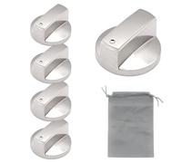 ZYKORT Lot de 5 poignées de four, 6 mm, bouton pour cuisinière à gaz, métal, poignées de contrôle de cuisinière à gaz, en argent, universel, pour cuisinière, cuisinière, four