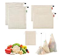 ZYKORT Lot de 5 sacs à céréales en maille réutilisables pour cuisiner des pois chiches et des légumes, différentes tailles pour cuisiner différents aliments