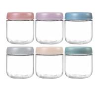 Zykphao Lot de 6 bocaux en verre de 350 ml avec couvercles, pour céréales, lait, fruits, condiments, sauce de vinaigrette, collations, jus, préparation des repas, 6 couleurs (lot de 6, 350 ml)