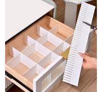 Zykra 10 Pièces Separateur Tiroir, 37x11cm Organisateur de Tiroir Réglable, Grille Diviseur de Tiroirs Blanc, Séparateurs de Tiroirs en Plastique pour Sous-Vêtements, Chaussettes, Maquillage
