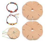 Zykra 2 Pièces Emplacements pour Nouer des Bracelets Ronds, Kumihimo 8 Fentes en Bois Bracelet Disque à Tricoter pour Bracelets DIY Bricolages Créatifs Anniversaire Festival Cadeaux