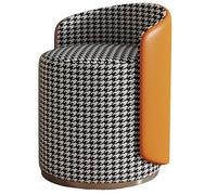 Zykuosus Chaise de coiffeuse pivotante en tissu bouclette texturé crème avec dossier - Siège de maquillage multifonction robuste pour chambre à coucher et salon Motif pied-de-poule Marron clair