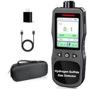 ZYKYCX Moniteur H2S 0-100PPM, Analyseur de Gaz Sulfure d’Hydrogène, Mesureur de Qualité d'air Rechargeable pour Sulfure d'Hydrogène avec Testeur de Température et d'Humidité, Noir