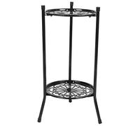 ZYLARUM 2 - Stand de plante en métal de niveau | Support de pot à fleurs intérieur / extérieur | Étagère de jardin robuste pour le balcon / décor de bureau | 50 cm de hauteur, 720 g de (Black)