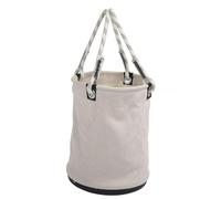 ZYLARUM Canvas Tool Bucket | 30KG High - Capacity Load Bearing | Foldable Tool Organizer for Construction/Maintenance/Landscaping | 40x30cm with Plastic Bottom (Blanche)