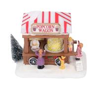 ZYLARUM Christmas Music Box with Glowing House & Dining Car | Xmas Tabletop Decor Plays Holiday Songs | Desktop Ornament for Home/Office/Party | Battery Powered Musical Decoration (Popcorn)