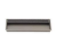 ZYLARUM Concealed Cabinet Handle | Embedded Sliding Door Pull for Wardrobe/Drawer/Kitchen | Alloy & Leather Built - in Grip, 16cm Pitch (Black)