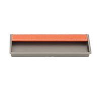 ZYLARUM Concealed Cabinet Handle | Embedded Sliding Door Pull for Wardrobe/Drawer/Kitchen | Alloy & Leather Built - in Grip, 16cm Pitch (Orange)